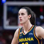 Indiana Fever guard Caitlin Clark (22) in the first half against the Seattle Storm at Gainbridge Fieldhouse.