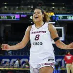 Toronto Tempo forward Nyara Sabally (8) walks off the court after an WNBA game against the Chicago Sky at Wintrust Arena.