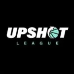 A black and white graphic that states Upshot League with a basketball in the O.