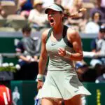 Anna Kalinskaya reacts while playing against Anastasia Potapova of Austria in the fourth round on Day Nine of the 2026 French Open at Roland Garros