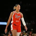 A'ja Wilson #22 of the Las Vegas Aces looks on during the game against the Golden State Valkyries on June 6, 2026 at Michelob ULTRA Arena in Las Vegas, Nevada to lead the WNBA player stats and MVP odds conversation.