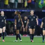 Players of the United States react after an international friendly match between Brazil and United States at Neo Quimica Arena on June 06, 2026 in Sao Paulo, Brazil.