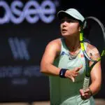 Alex Eala of the Philippines in action against Donna Vekic of Croatia in the first round on Day Three of the 2026 Berlin Tennis Open at LTTC Rot-Weiß e.V. on June 17, 2026 in Berlin, Germany