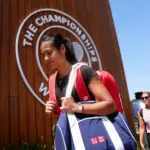 Emma Raducanu leaving the practice courts ahead of the 2026 Wimbledon Championships at the All England Lawn.