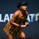 Naomi Osaka of Japan in action against Magdalena Frech of Poland in the first round on Day 2 of the Bad Homburg Open on June 22, 2026 in Bad Homburg, Germany.