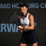 Elina Svitolina of Ukraine in action against Liudmila Samsonova in the second round on Day Three of the Bad Homburg Open on June 23, 2026 in Bad Homburg, Germany.