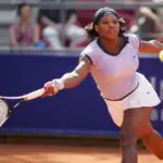 Serena Williams of USA in action against Agnieszka Radwanska of Poland during day four of the Women's Qatar Telecom German Open at the Rot Weiss Berlin tennis club on May 8, 2008 in Berlin, Germany.