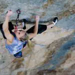 Janja Garnbret climbs on the route Bibliographie (9b+) in Céüse, France.