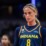 Indiana Fever guard Sophie Cunningham (8) in the second half against the Los Angeles Sparks at Gainbridge Fieldhouse.