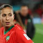 Ibtissam Jraidi of Morocco looks dejected after the team’s 0-4 defeat and elimination from the tournament following the FIFA Women's World Cup Australia & New Zealand 2023 Round of 16 match between France and Morocco at Hindmarsh Stadium