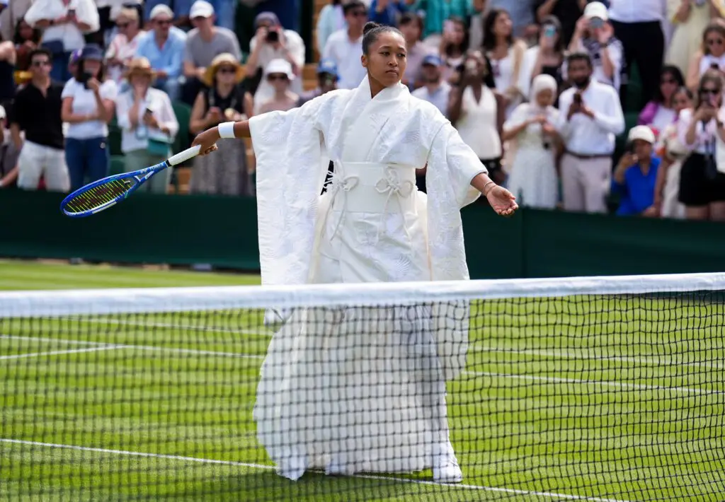 Naomi Osaka of Japan ahead of her match against Elsa Jacquemot of France during the Ladies' Singles on day one of the 2026 Wimbledon Championships at the All England Lawn Tennis and Croquet Club, London.