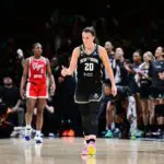 Sabrina Ionescu #20 of the New York Liberty looks on during the game against the Las Vegas Aces during the 2026 WNBA Commissioner's Cup Game on June 30, 2026 at Barclays Center in Brooklyn, New York ahead of tonight's Liberty vs Aces game.