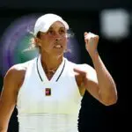 Madison Keys of United States celebrates a point against Katie Swan of Great Britain during their Ladies' Singles second round match on day four.