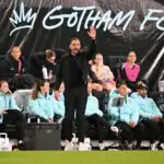 Gotham FC head coach Juan Carlos Amorós looks on during the second half against the North Carolina Courage at Sports Illustrated Stadium.