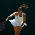 Emma Navarro (USA) serves against Oksana Selekhmeteva (ESP) (not pictured) on day four of The Championships Wimbledon 2026 at All England Lawn Tennis and Croquet Club.
