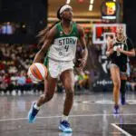 Seattle Storm guard Flau'jae Johnson (4) drives to the basket against the Atlanta Dream in the fourth quarter at Gateway Center Arena at College Park.
