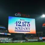 A sold out crowd is announced during the Queens Classic match between Washington Spirit and Gotham FC at Citi Field.