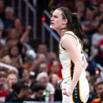 Indiana Fever guard Caitlin Clark (22) celebrates a made shot in the first half against the Connecticut Sun at Gainbridge Fieldhouse.