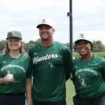 Keith Foulke poses with Boston Hunters players prior to August 1st's opening day of WPBL play.