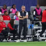 Chicago Stars FC head coach Martin Sjogren looks on during the second half against San Diego Wave FC at Snapdragon Stadium.