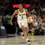 Indiana Fever guard Kelsey Mitchell (0) against the Phoenix Mercury at Mortgage Matchup Center.