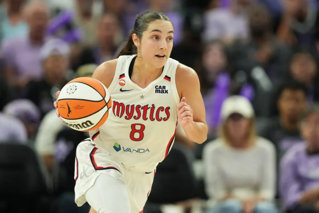 Washington Mystics guard Georgia Amoore (8) during the fourth quarter against the Golden State Valkyries at Chase Center.
