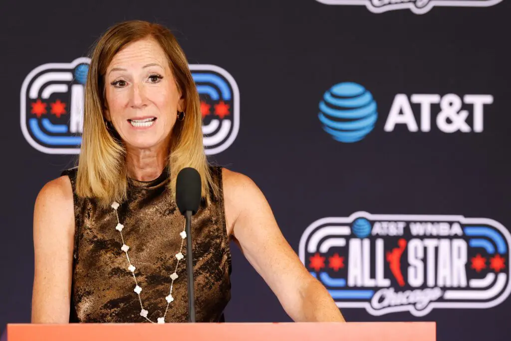 WNBA Commissioner Cathy Engelbert speaks with media before the 2026 WNBA All Star Game at United Center.