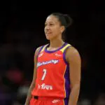 Phoenix Mercury forward Noemie Brochant (1) against the New York Liberty at Mortgage Matchup Center.