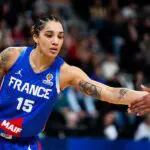 Gabby Williams of France reacts during the Women's World Cup 2026 Qualifier between Columbia and France at the Astroballe.