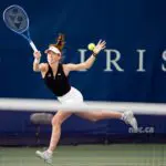 Maya Joint of Australia returns a shot during her match at the WTA National Bank Open tournament on August 5, 2026 at Sobeys Stadium.