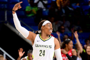Arike Ogunbowale on the wnba court for the dallas wings