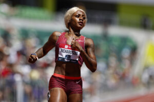 Sha’Carri Richardson competes in the women’s 200-meter preliminary round during the USATF Outdoor Championships