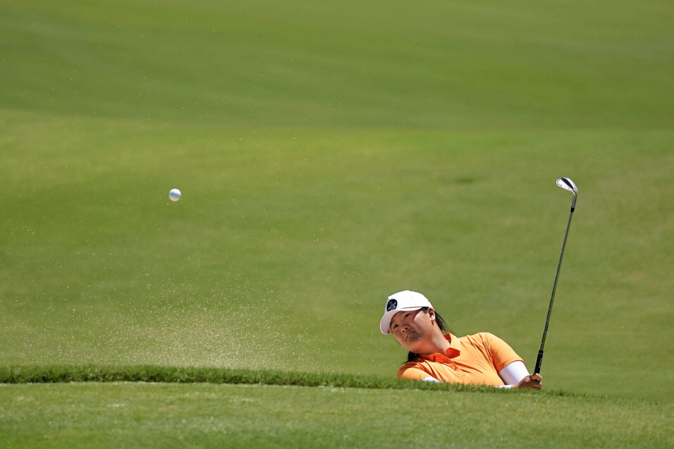Angel Yin catches lucky break after golf ball bounces out of water