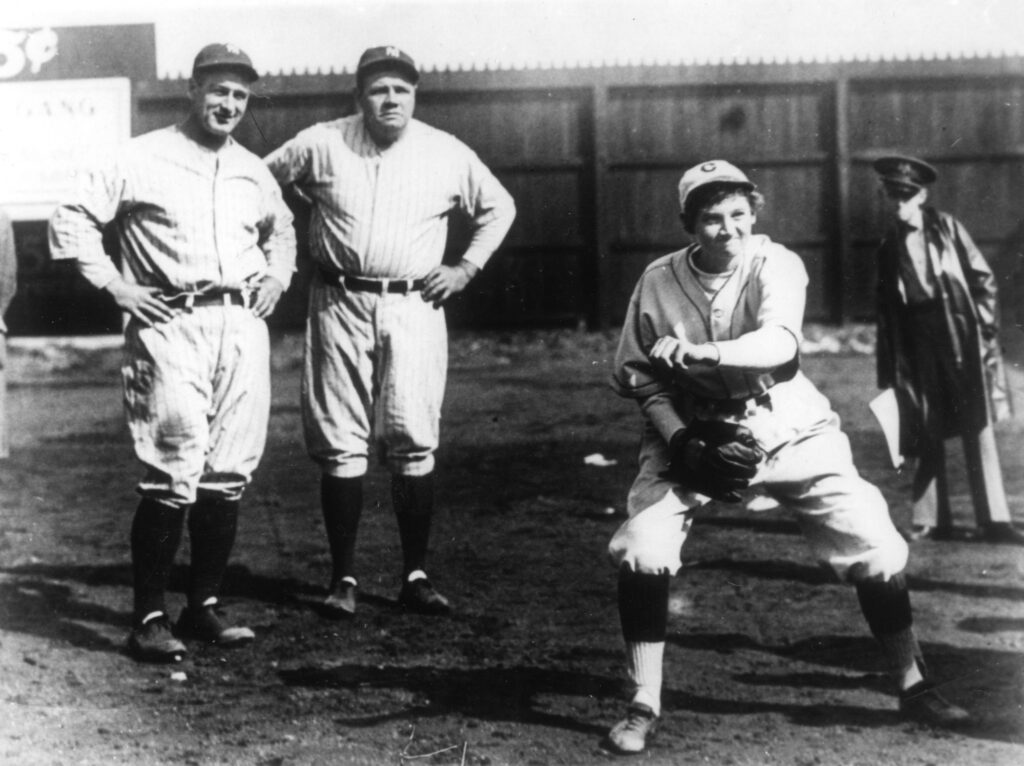 Babe Ruth, Lou Gehrig, and Jackie Mitchell.
