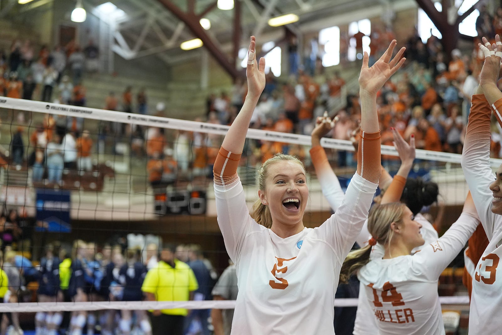 Division I women's volleyball championship sets attendance, TV