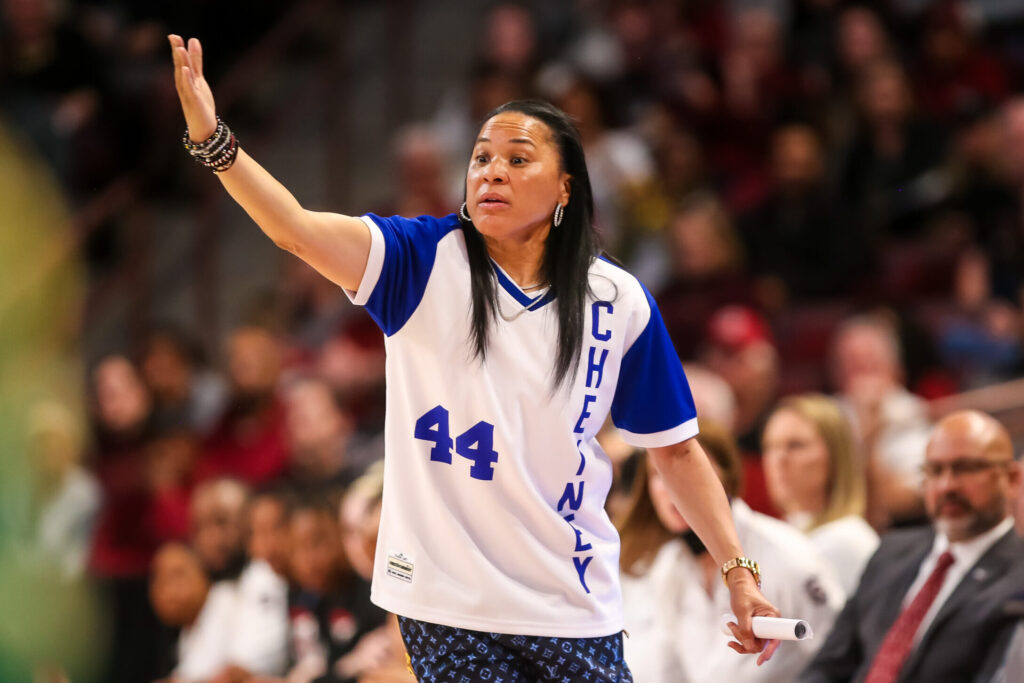South Carolina women's basketball head coach Dawn Staley wore a Cheyney State jersey during her team's second round NCAA tournament game against South Florida.