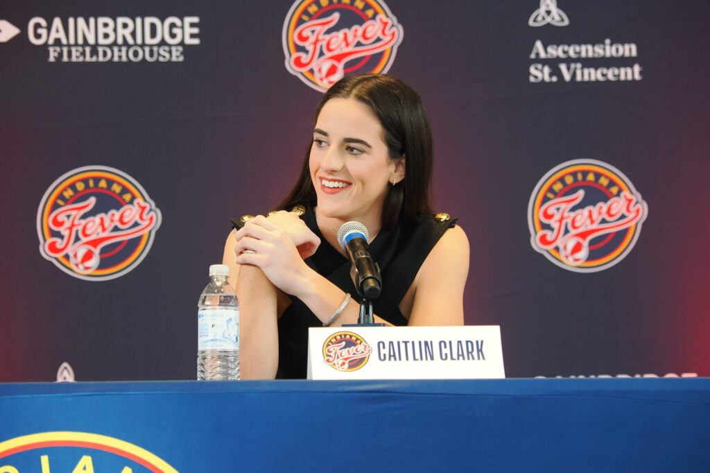 caitlin clark at indiana fever press conference on april 17