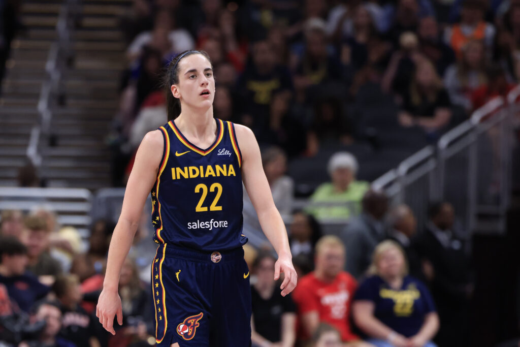 indiana fever rookie caitlin clark on the court in a game against the la sparks on may 28th
