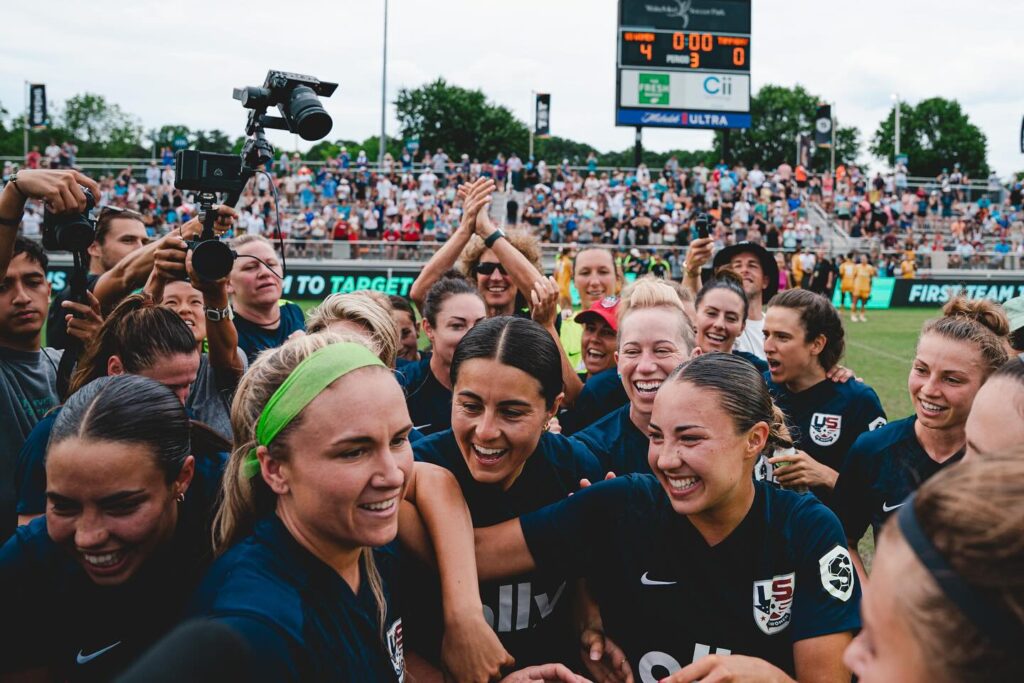 TST team US Women celebrate a semifinal win