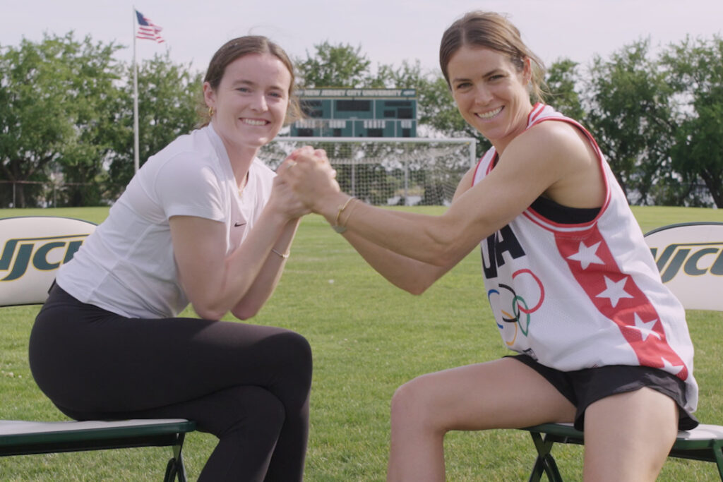 uswnt player rose lavelle with retired uswnt star kelley o'hara