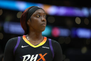 Phoenix Mercury star Kahleah Copper playing in a WNBA game against the LA Sparks