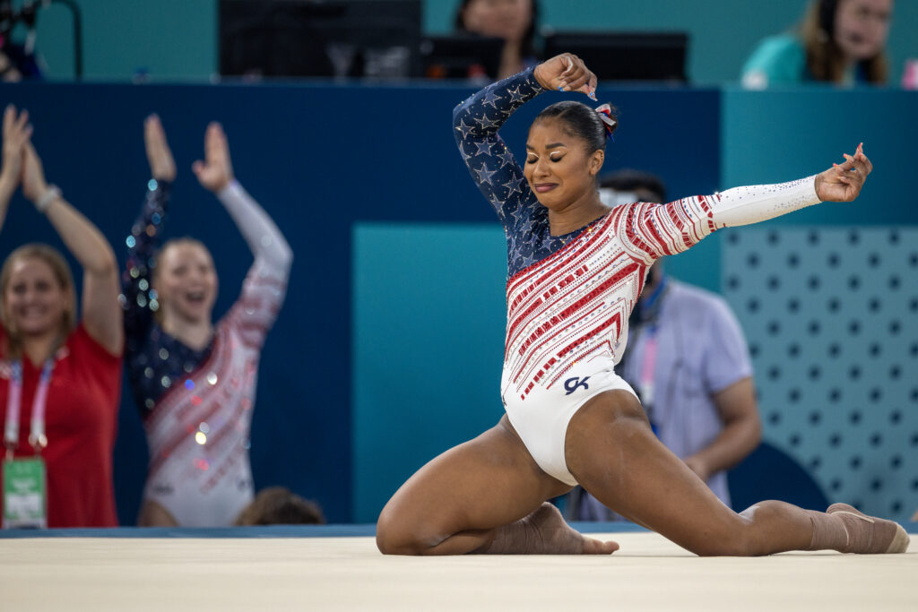 Team USA gymnast Jordan Chiles competes at the Olympics