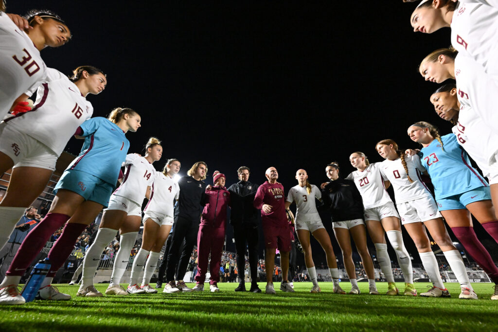 Florida State circles up ahead of their 2023 College Cup semifinal