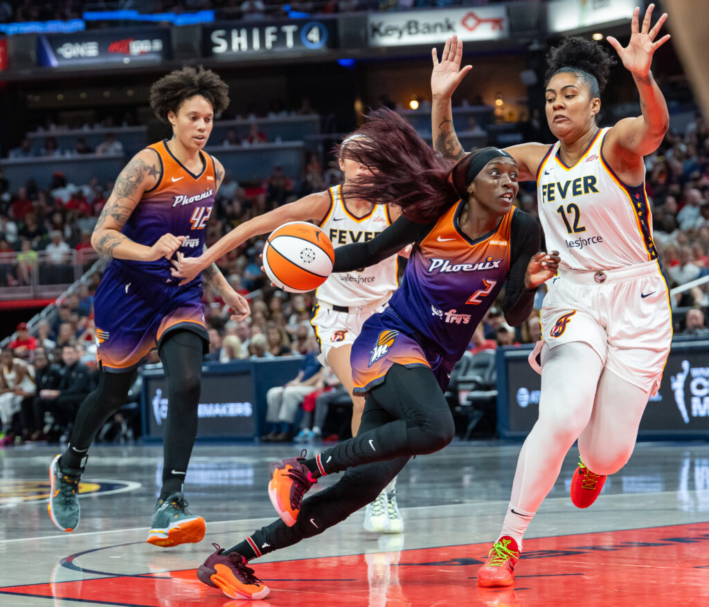 Kahleah Copper drives to the basket during her Phoenix Mercury's July game against the Indiana Fever.