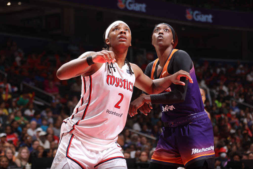 Recent WNBA trade Myisha Hines-Allen on the court with Washington Mystics