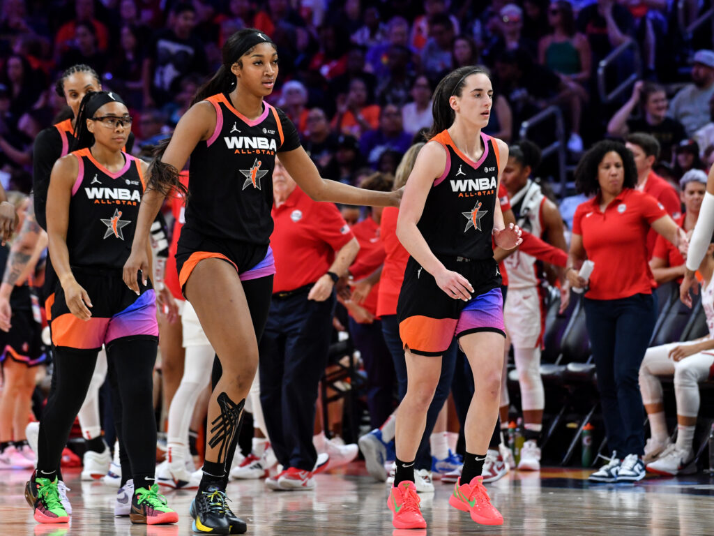 Angel Reese and Caitlin Clark take the 2024 All-Star court together on Team WNBA.