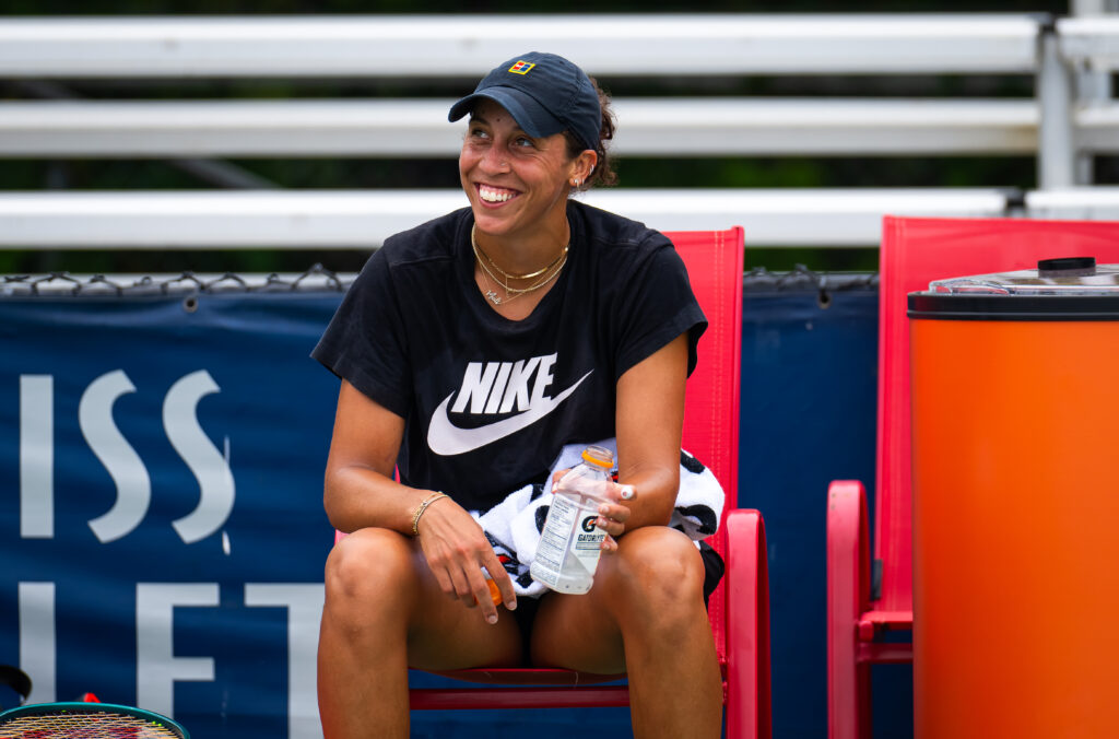 US tennis player Madison Keys smile and rests at practice before the Toronto Open earlier this month.