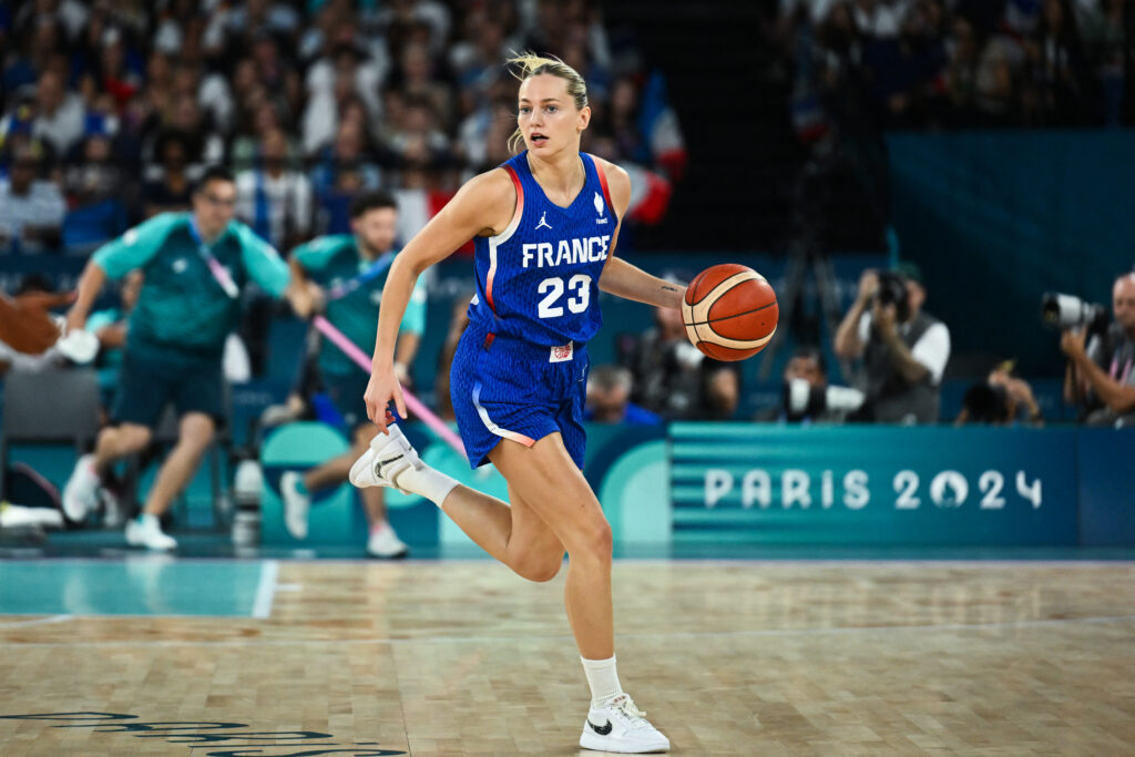 France's Marine Johannes on the court in their Olympic quarterfinal win over Germany