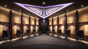 A rendering of the Valkyries new V-shaped locker room.