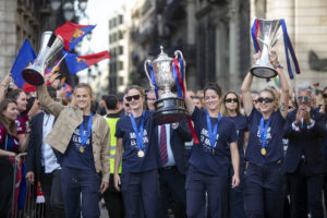 FC Barcelona celebrates their 2023–24 UEFA Champions League victory